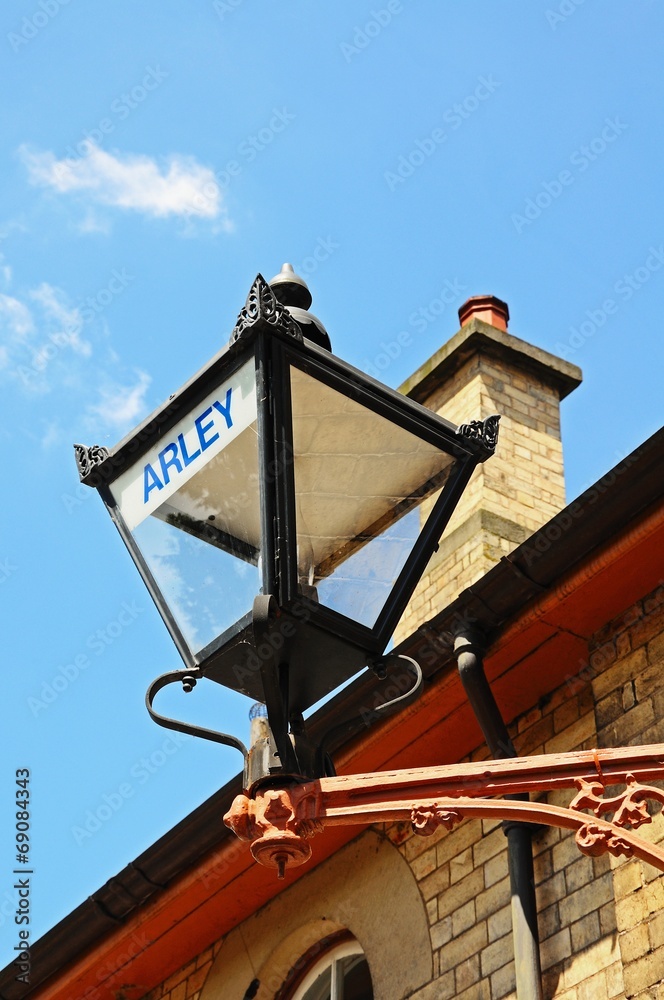 Retro lantern on Arley railway station building.
