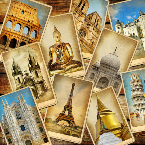 world' landmarks - vintage collage.travel consepts photo