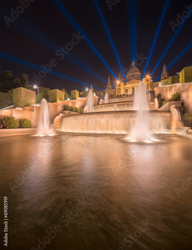 night view of Magic Fountain in Barcelona