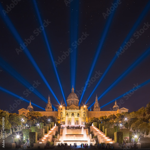 Canvas Print night view of Magic Fountain in Barcelona