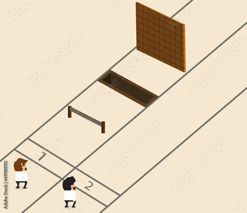 Businessman with obstacle on the track