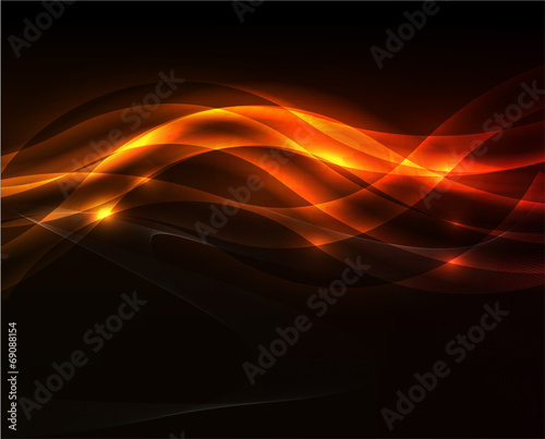Orange light wave on black background