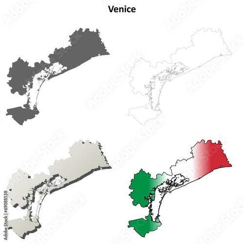 Venice blank detailed outline map set