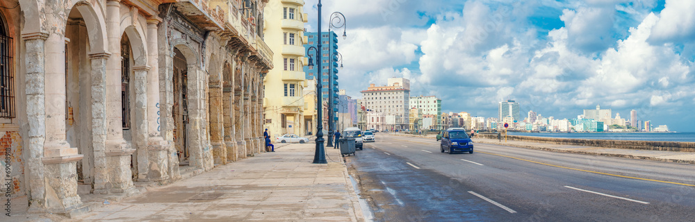 The skyline of Havana along Malecon avenue