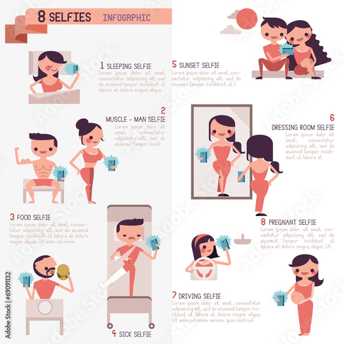 Eight selfies infographic Illustrator