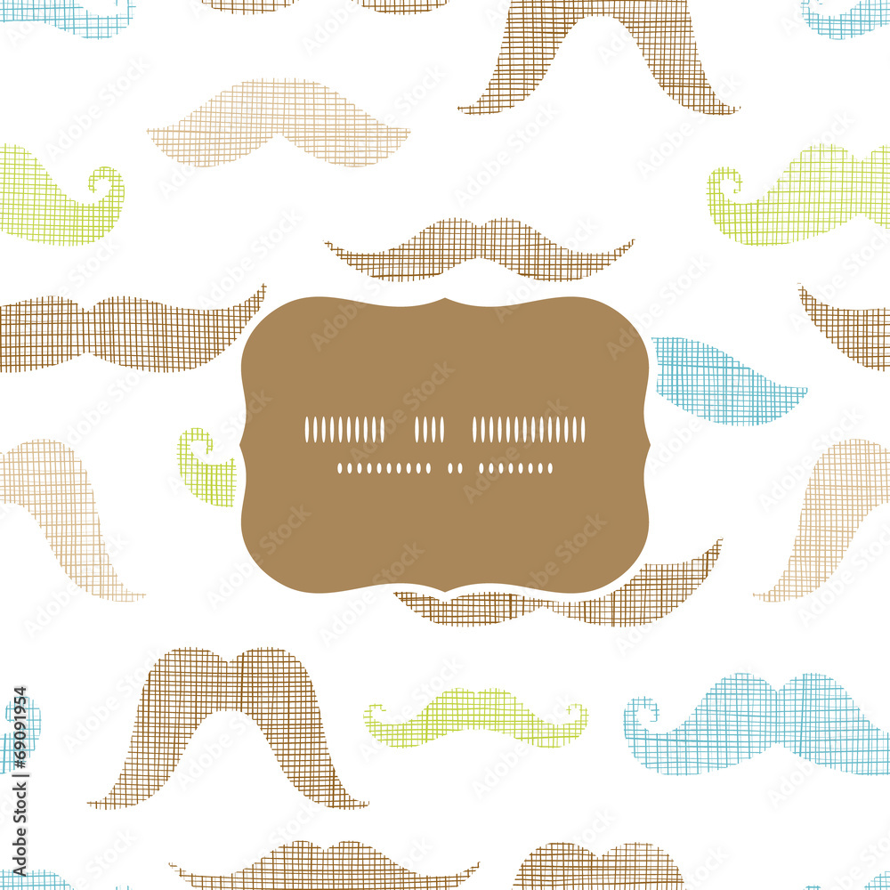 Fun silhouette mustaches frame seamless pattern background