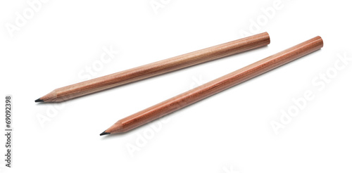 two wooden pencil on a white background