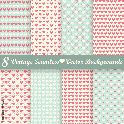 collection seamless vintage heart backgrounds