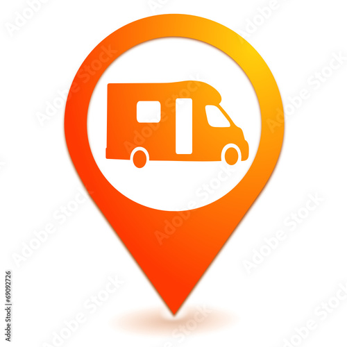 camping car sur symbole localisation orange
