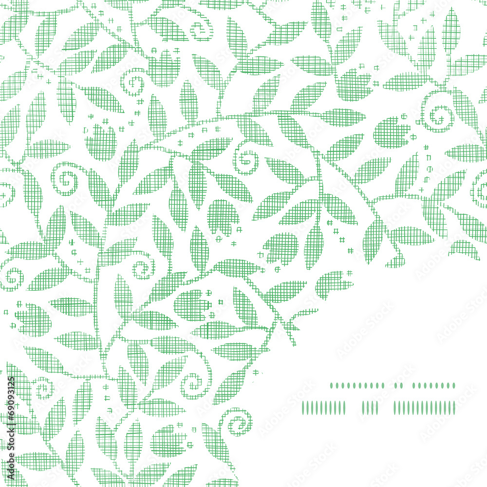 Fototapeta premium Leaves and swirls textile frame corner pattern background