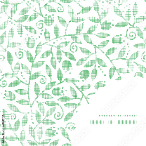 Leaves and swirls textile frame corner pattern background