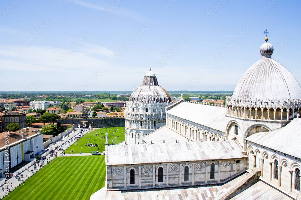 Church view from the top of the Duomo of Pisa - Italy