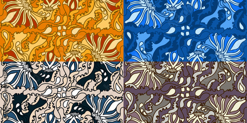 Set of four colorful seamless patterns. EPS-8.
