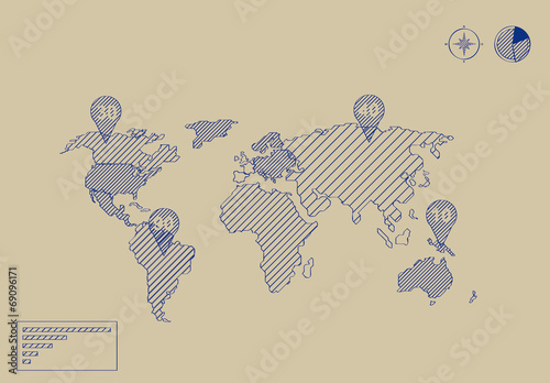 Infographic Scribble Worldmap