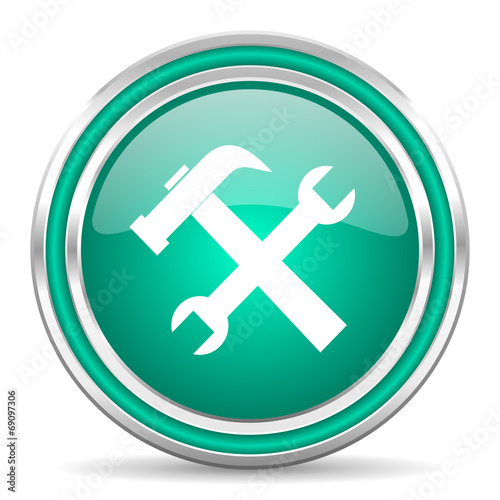 tool green glossy web icon