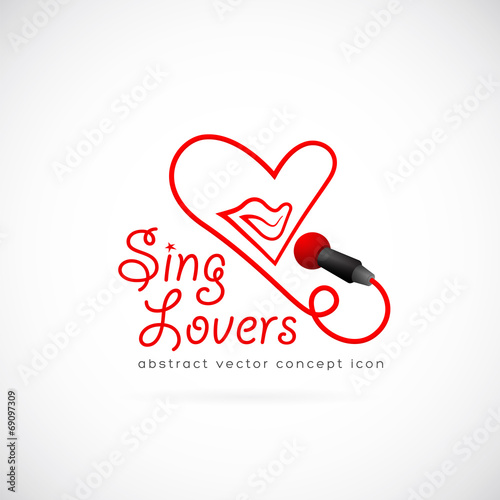 Sing lovers abstract vector symbol icon