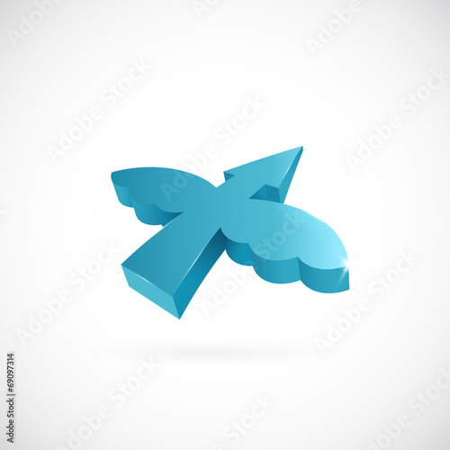Flying arrow with wings vector symbol icon