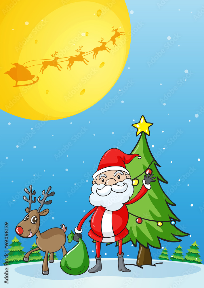 Santa with his reindeer Santa with his reindeer