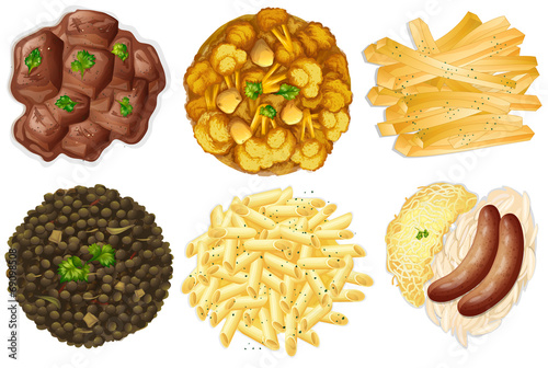 Different sets of foods