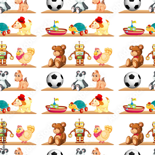 Seamless toys on shelf