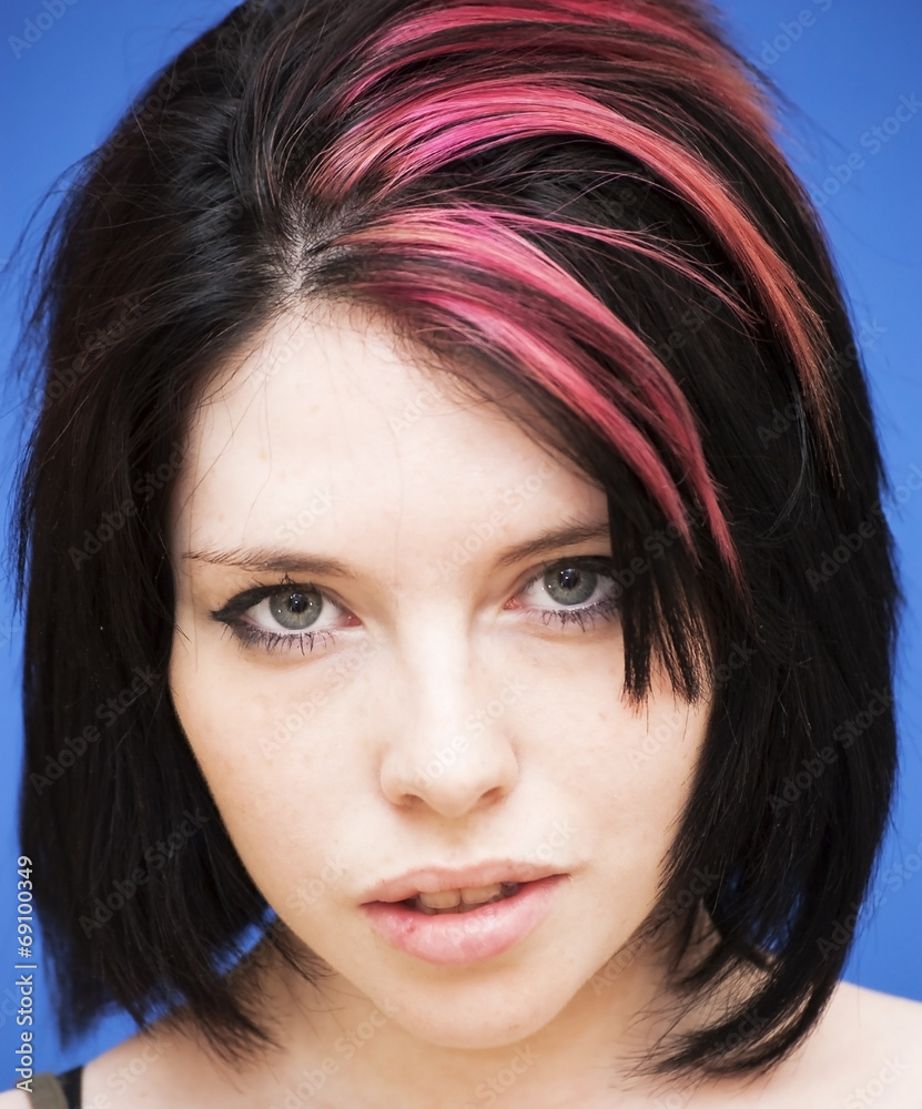 Beautiful  Woman with a red tuft