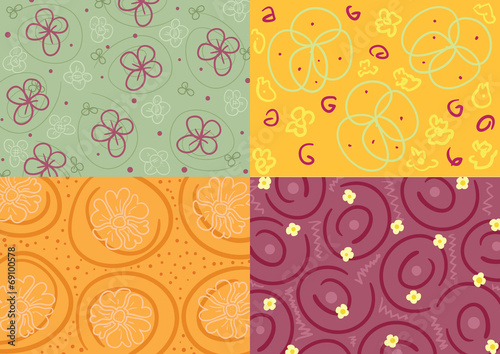 Set of vectorized floral backgrounds