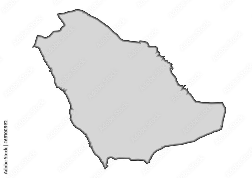 gri renkli suudi arabistan haritası