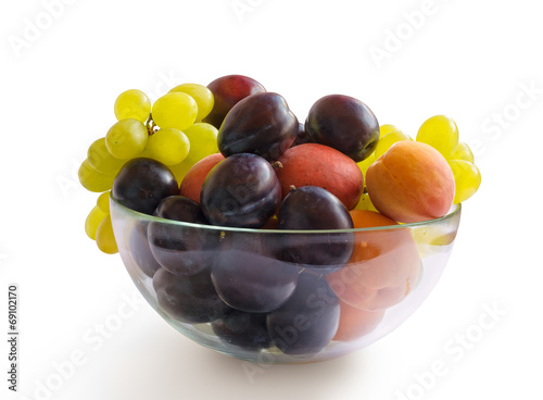 Ripe Plums, Grapes and Apricots