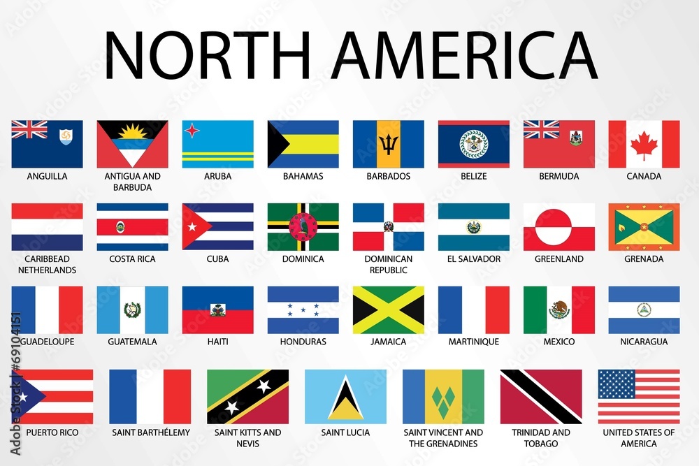 All National Flags Of The Countries Of American Continents In ...