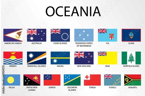 Alphabetical Country Flags for the Continent of Oceania photo