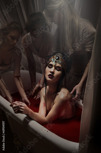 Woman having a blood bath