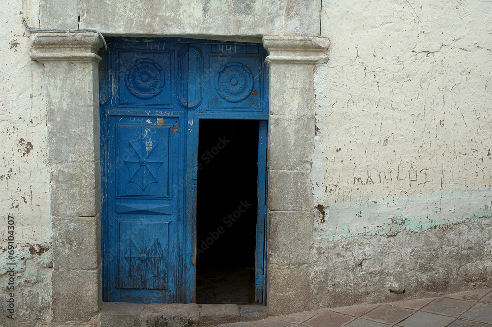 A blue door at Cuzco, Peru