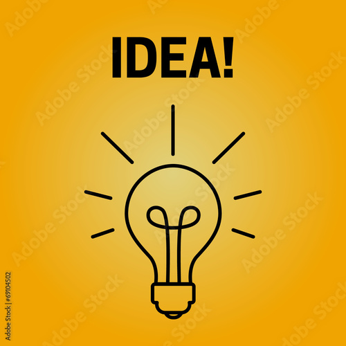 Concept illustration of new idea. Vector turned on lamp bulb