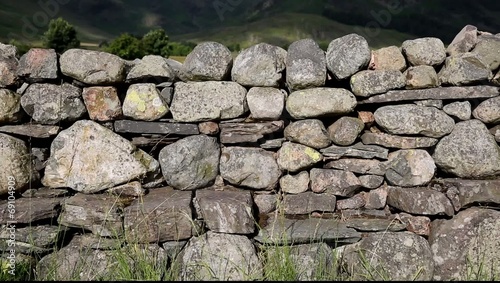 Dry stone wall no mortar Lake District Cumbria uk