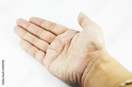Hand outstretched to welcome in Isolated Background