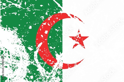 Illustration of a decayted flag of Algeria