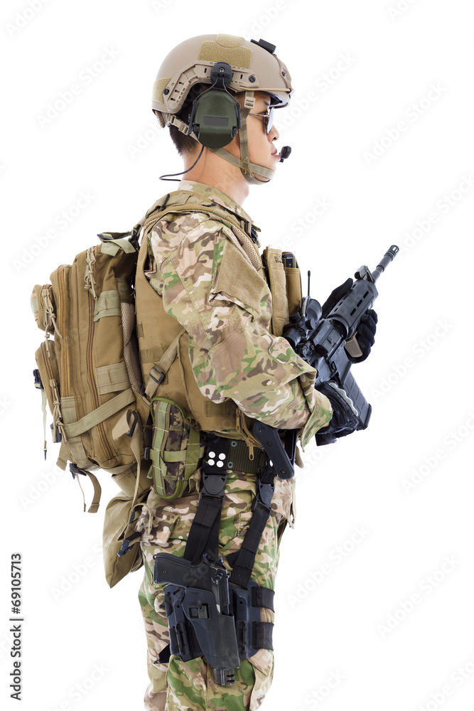 soldier with rifle or sniper ,isolated on white background soldier with rifle or sniper ,isolated on white background