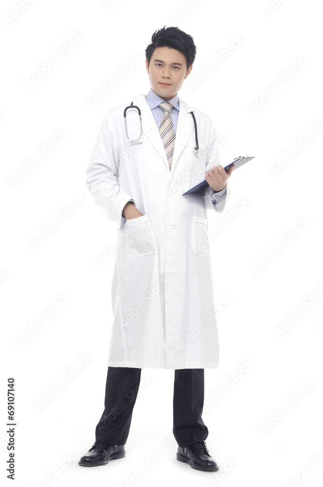 Full body Friendly male doctor smiling