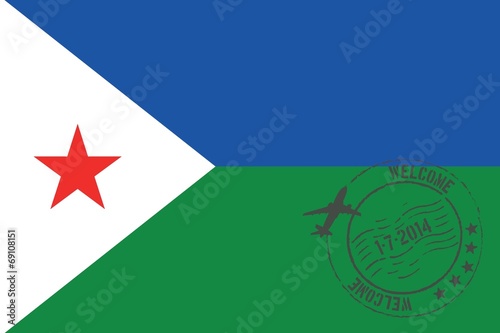 Stamped Illustration of the flag of Djibouti