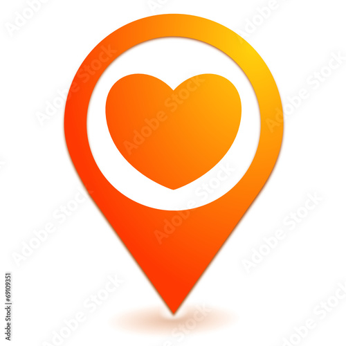 coup de coeur sur symbole localisation orange