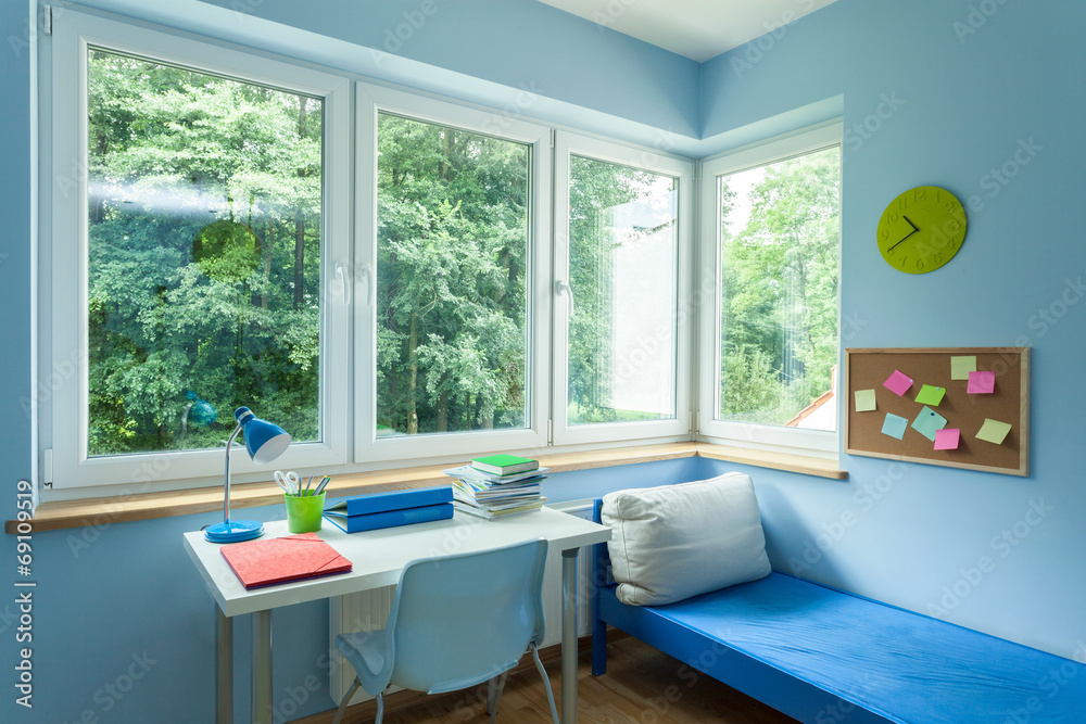 Fototapeta premium Boy room with big window