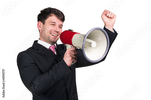 Man with megaphone