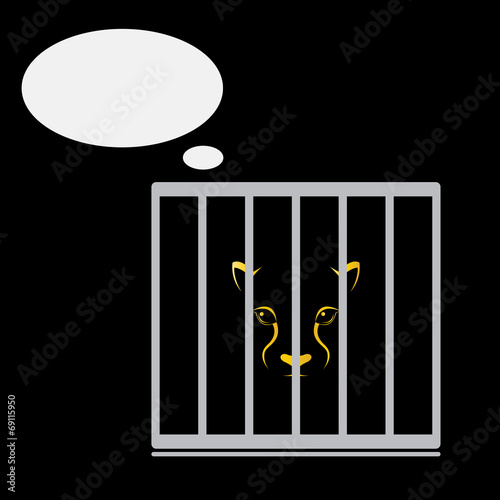 Vector image of a cheetah trapped in a cage.