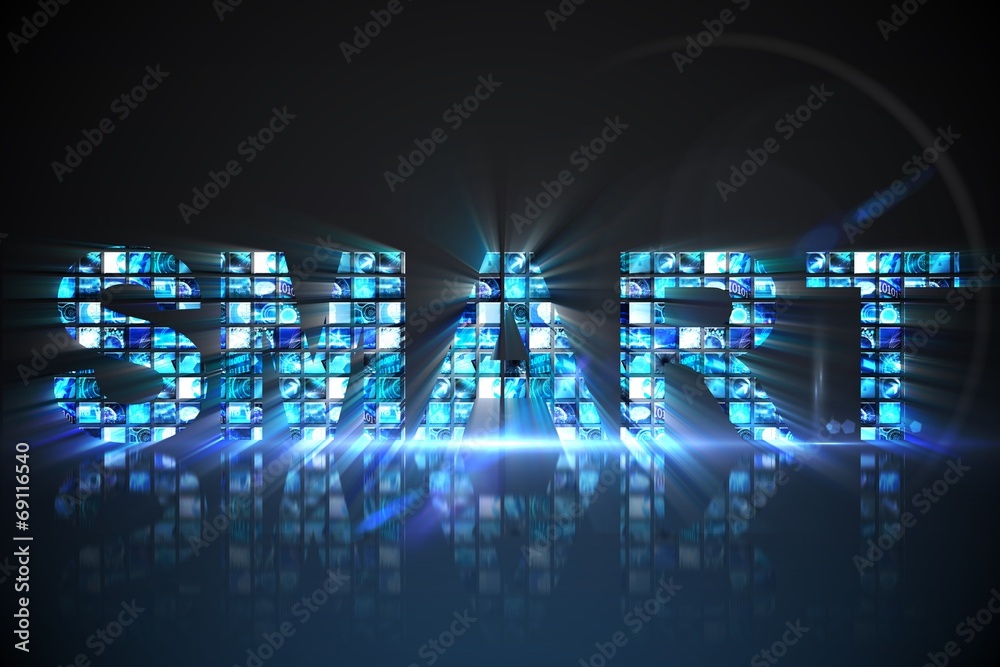 Smart made of digital screens in blue Smart made of digital screens in blue