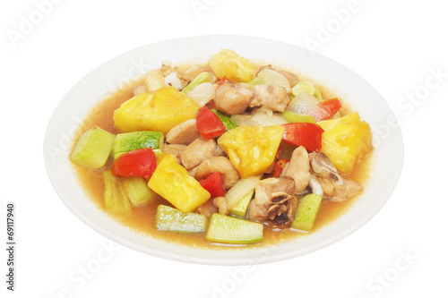 Sweet and sour sauce fried with chicken ,Thai recipe