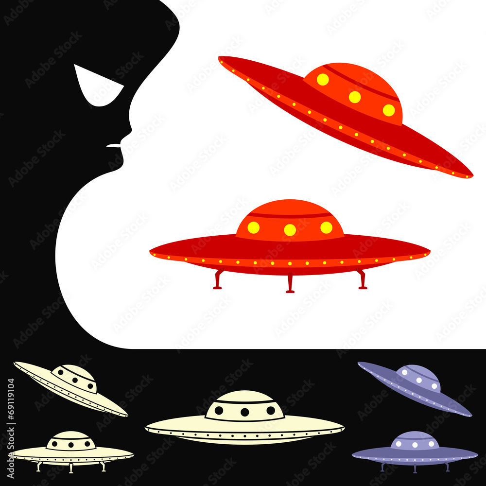 Fototapeta premium UFO. Set of objects