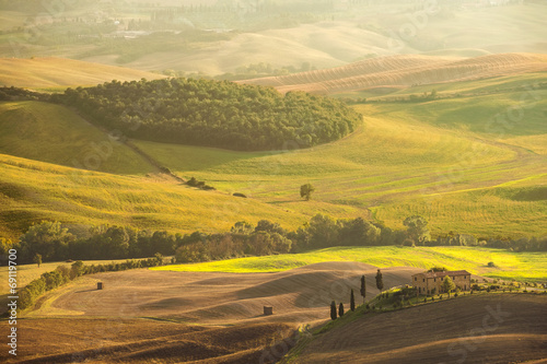 Country view in the Tuscany landscape from Pienza, Italy