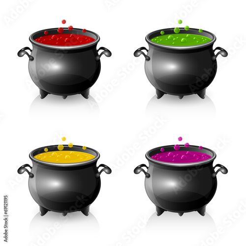 Set of Halloween cauldrons