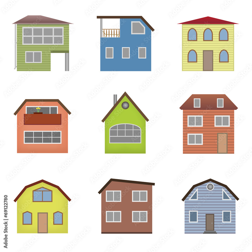 Fototapeta premium Colourful home icon collection