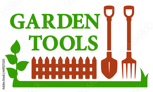 landscaping icon with garden tools